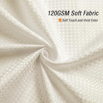 Small Stall Ivory Fabric Shower Curtain, 36 x 72 | Narrow Half Cloth-Textured Shower Curtain for Bathroom, Water Repellent, Machine Washable