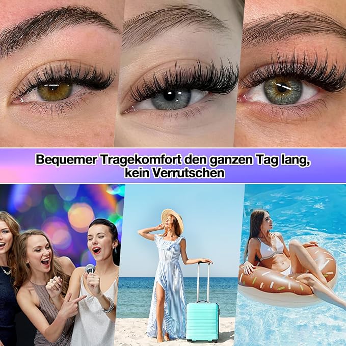 Lash Clusters Kit, DIY Cluster Eyelash Extensions 9‑16mm, 60D+80D+100D, 224pcs Fluffy D Curl Natural Lashes with Bond & Seal,Remover,Tweezers,Brush–Fake Cat Eye Individual Clusters