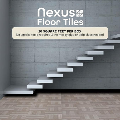 Nexus Self Adhesive 12-Inch Vinyl Floor Tiles, 20 Tiles - 12" x 12", Ash Grey Wood Pattern - Peel & Stick, DIY Flooring for Kitchen, Dining Room, Bedrooms & Bathrooms by Achim Home Decor