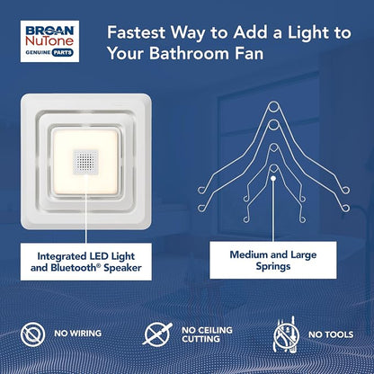 Broan-NuTone FG800SPK Bluetooth Speaker Bathroom Exhaust Grille Cover with LED Light,