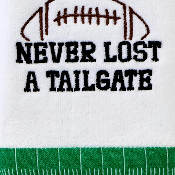 SKL Home Never Lost A Tailgate 2pc Hand Towel Set for Bath/Kitchen, Optic White