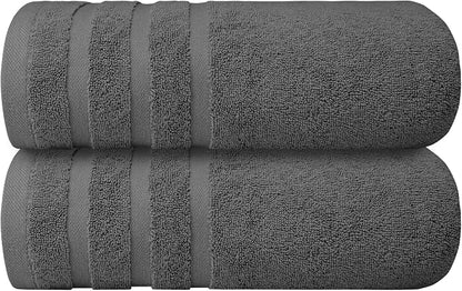Infinitee Xclusives 100% Ring-Spun Cotton Bath Towels for Bathroom - Pack 2 | Luxury Super Soft, Absorbent & Quick-Drying |27x54 inches| Large Bathroom Towels Set |600 GSM| Gym, Shower, Spa & Hotel Use