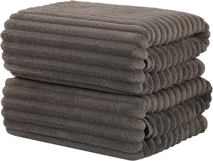 Luxury 2-Piece Quick-Dry Bath Towel Set 27.5X 55 Inches – Ultra Soft Microfiber for Bathroom, Bar, Pool, Gym & Travel – Elegant Twill Design