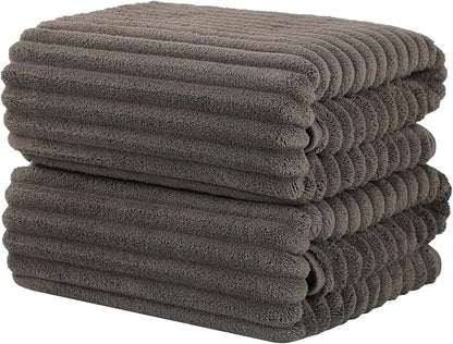 Luxury 2-Piece Quick-Dry Bath Towel Set 27.5X 55 Inches – Ultra Soft Microfiber for Bathroom, Bar, Pool, Gym & Travel – Elegant Twill Design