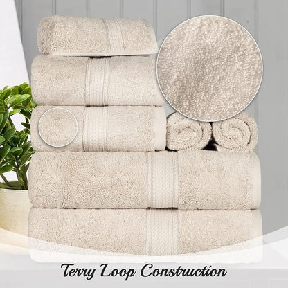 SUPERIOR Egyptian Cotton Plush & Absorbent, Bath Towel Set of 2, Cream | Quick Dry, Soft Luxury Towel Set, Bath Essentials for Bathroom, Guest Bath, Spa, 2 Piece Bath, Madeline Towels