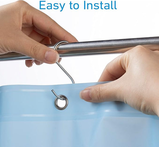 EHZNZIE Shower Curtain Liner Light Weight PEVA, Shower Liner 72x72 Inches, Waterproof, No Chemical Smell with 12 Rust Proof Metal Grommets for Bathroom Shower Curtain, Light Blue