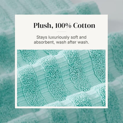 Modern Threads 6 Piece Bath Towel Set – Bathroom Set with 2 Bath Towels, 2 Hand Towels, and 2 Wash Cloths – 100% Cotton, Super Absorbent & Extra Soft – Reversible Natural Vine (Aqua)