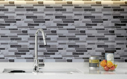 Art3d 6-Pack Peel and Stick Backsplash Wall Tile, 12 x 12 Inch, Marble Grey | Strong Adhesion, Lightweight, Cuttable, Waterproof, Fadeless, Crack Resistant, for Kitchen, Bedroom, Ideal for Recently Moved