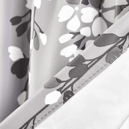 Lush Decor Weeping Flower Light Filtering Valance, 52" W x 18" L + 2" Header, Gray - Floral Curtains - Valance Curtains - Bathroom & Kitchen Valances for Windows - Cottage & Farmhouse Home Decor