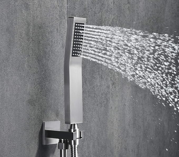 SUMERAIN Brushed Nickel Shower System With 8" Rain Shower And Handheld | Anti-scald Pressure Balance Shower Valve, Single Handle, Modern Design