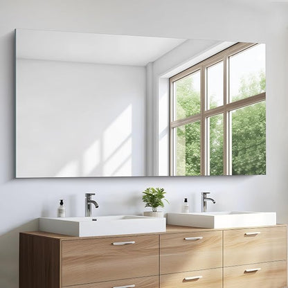 KOCUUY Large Frameless Mirror, 60x30 Inch Rectangle Bathroom Vanity Mirror for Over Sink, Upgraded Shatterproof Unframed Design for Bedroom, Living Room, Entryway