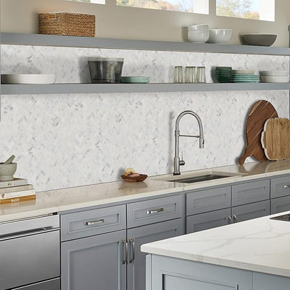 MSI Calacatta Cressa Herringbone Honed Marble Tile for Kitchen Backsplash, Wall Tile for Bathroom, Accent Wall Tile, and Shower Wall Tile