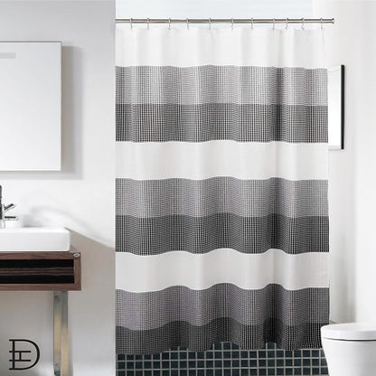 Dainty Home Waffle Weave Waterproof Shower Curtains, Black 70" x 72", Bath Curtains, Shower Curtain Waterproof Fabric with 12 Roller Ball Hooks