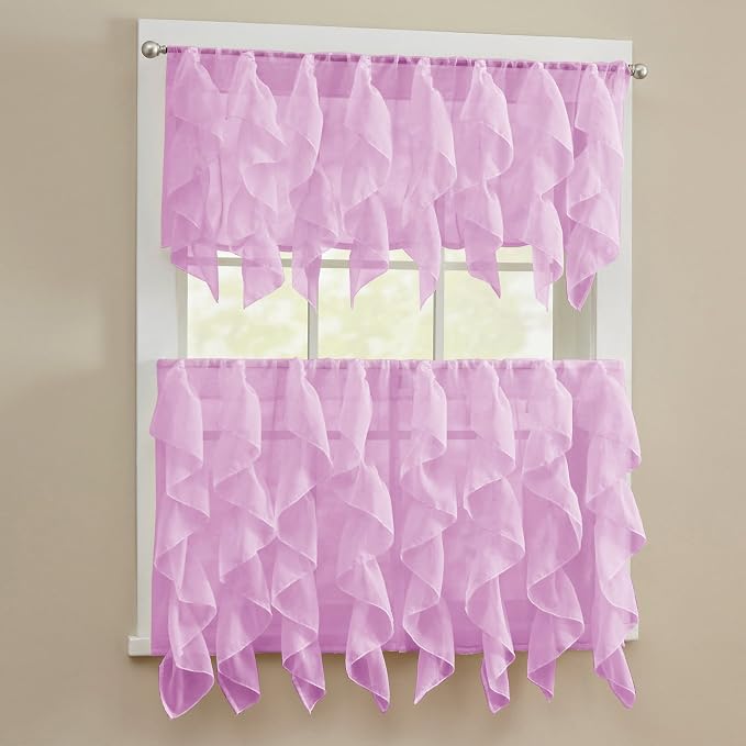 Kitchen Curtains for Windows 40+ Styles & Colors Swag, Valance, Tier Sets & Panels Cafe Curtains for Farmhouse, Rustic, Modern Décor, Sheer Lavender, 36" Tier Valance Set