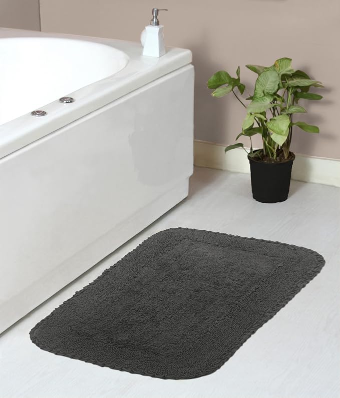 Home Weavers Radiant Collection 100% Cotton Bathroom Rugs Set, Machine Washable Rug, Extra Soft and Absorbent Bath Rug, Kitchen Mat, Bath Mat Set, Bath Floor Mat Non Slip, 21"x34" Rectangle, Gray