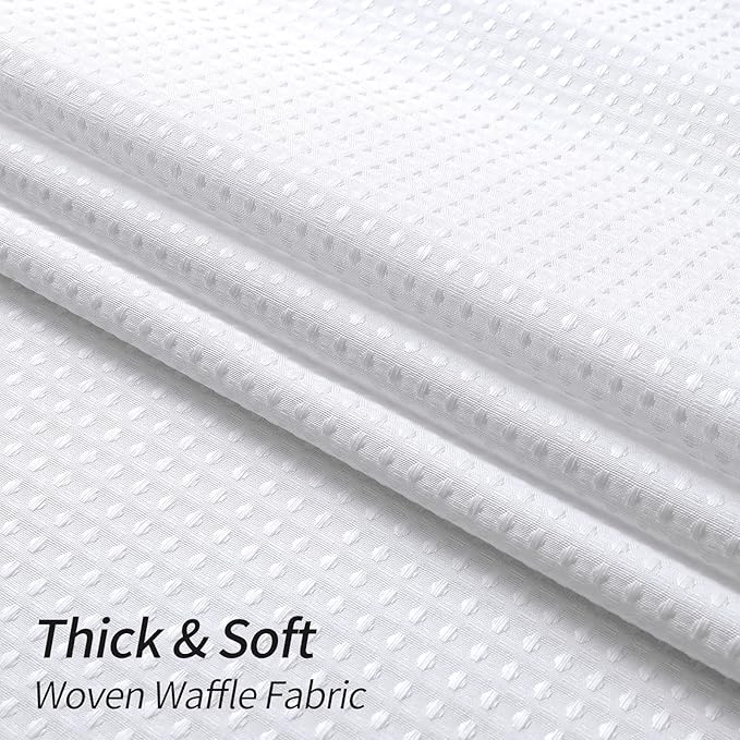 MitoVilla White Modern Waffle Shower Curtain, Heavyweight Fabric Shower Curtains for Hotel Neutral Bathroom Decor, Luxury Waffle Weave Cloth, Waterproof & Wrinkle Resistant, 72 x 72