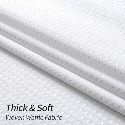 MitoVilla White Modern Waffle Shower Curtain, Heavyweight Fabric Shower Curtains for Hotel Neutral Bathroom Decor, Luxury Waffle Weave Cloth, Waterproof & Wrinkle Resistant, 72 x 72
