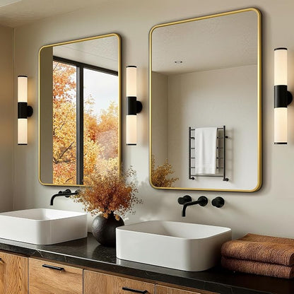 Vanity Gold Bathroom Mirror for Over Sink, 2 Pack 36”x24” | HD Tempered Glass, Anti-Rust Frame, Vertical or Horizontal, Wall Mirrors for Bathroom Sink, Living Room, Entryway, Bedroom