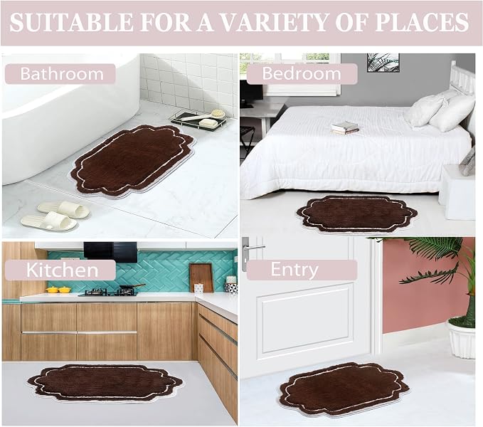 Home Weavers Allure Collection s U Shaped,Extra Thick, Non-Slip Contour Mat for Bathroom,100% Cotton Soft, Absorbent Water, Machine Washable, 20 Inch U Shaped Rug, Brown
