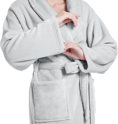 Fluffy Soft Robes for Women, Warm Fleece Womens Robe, Cozy Bathrobe | Plush Bathrobe for Women, Long Fuzzy Lightweight Bath Robe with Pockets for Shower Spa Hotel House Pool