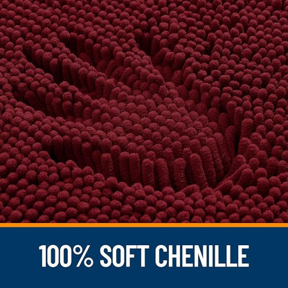 OLANLY Large Bathroom Rugs 50x30, Extra Soft Absorbent Chenille Bath Rugs | Burgundy, Quick-Drying Rubber Backing, Machine Washable Bath Mat for Bathroom Floor, Tub and Shower, Home Decor Accessories