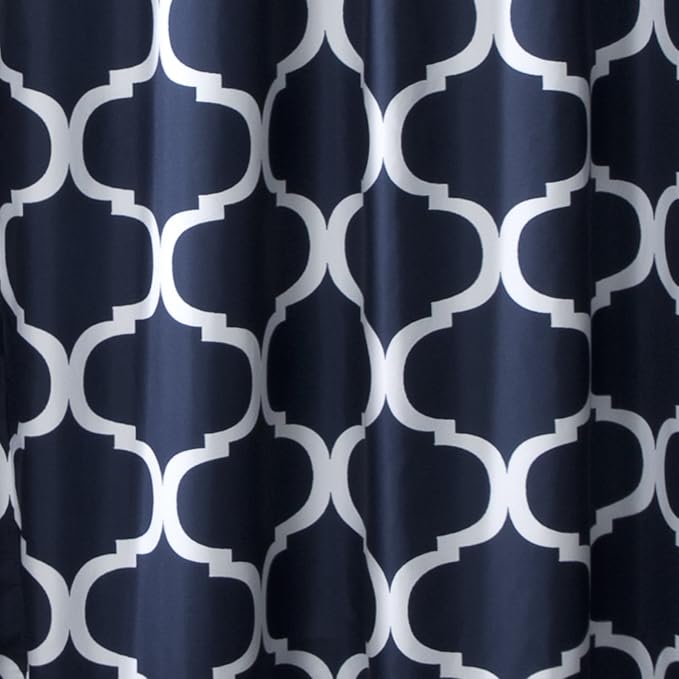Lush Decor Geo Shower Curtain Single 72"W x 72"L Navy - Trellis Shower Curtains for Bathroom - Navy Bathroom Curtain