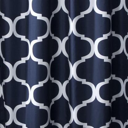 Lush Decor Geo Shower Curtain Single 72"W x 72"L Navy - Trellis Shower Curtains for Bathroom - Navy Bathroom Curtain