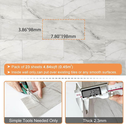 VAOVI Matte Peel and Stick Tiles Bathroom Wall(23pcs,Web Gray)
