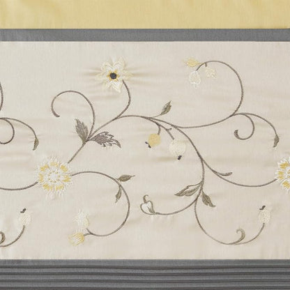 Madison Park Embroidered Window Valance, 50"x18", Yellow | Light Filtering Rod Pocket Window Treatment Curtain, Window Panel Drape for Bedroom Living Room and Dorm