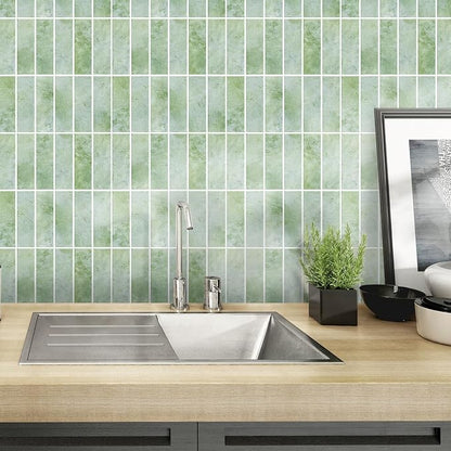 Green Peel and Stick Backsplach Tile, 12"x12" Back Splash Stick on Tiles for Kitchen, Bathroom, 10 Sheets