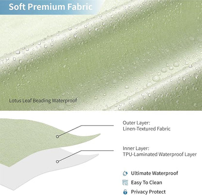 Waterproof Fabric Shower Curtain,No Liner Needed,72x72,Green | 2-in-1 Design,Linen Textured,100% Waterproof TPU-Laminated Backing,Magnetic Weighted,Machine Washable,For Bathroom,Hotel