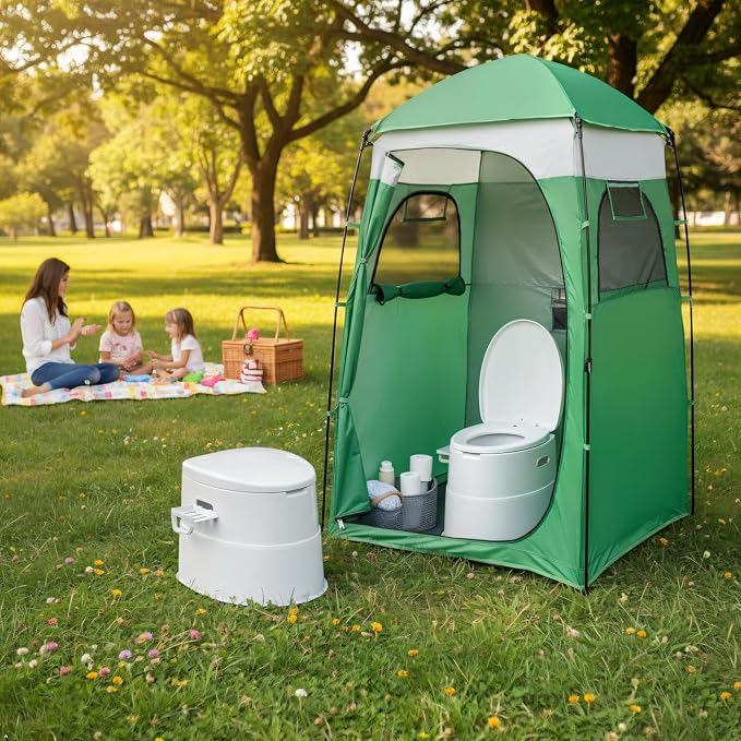 Convenient White Portable Toilet,Outdoor Indoor porta potty | Removable Inner Bucket, Removable Toilet Paper Holder, Simple Install Design,Portability for Camping, RV, Travel,Beach,Boat