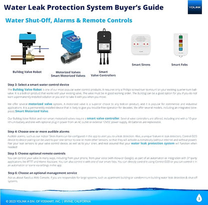 YoLink Water Leak Sensor 2, 1/4 Mile World's Longest Range Smart Home Water Leak Sensor, Water Leak Detector with Built-in Siren Up to 105dB, Compatible with Alexa and IFTTT - YoLink Hub Included
