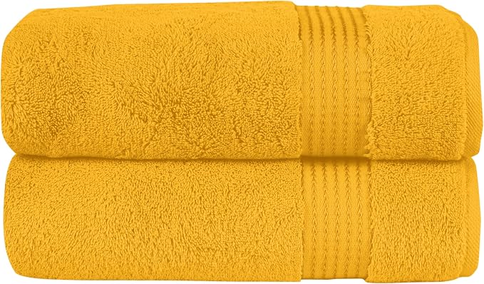 Elegant Comfort Premium Turkish Cotton 2 Pack Bath Towel Set - 27 x 54 inch, Luxurious Hotel Spa Quality 100% Turkish Cotton 2PC Bath Towel Set - Highly Absorbent - Soft Bathroom Towels, Orange