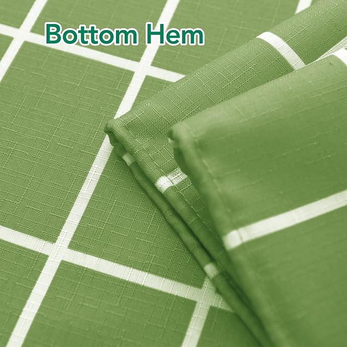 Fabric Shower Curtains for Bathroom-Cloth Modern Farmhouse Shower Curtain | 70"Wx72"L Sage Green Faux Linen Grid Minimalist Simple Neutral Guest Bathroom Decor-Textured Geometric Plaid Machine Washable