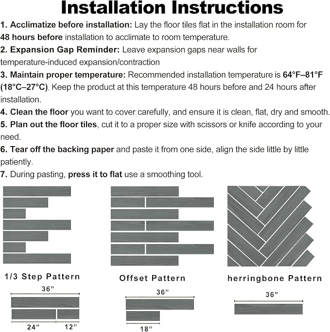 Hilarious Peel and Stick Vinyl Floor Tiles, Dark Gray Wood Look, 36 Planks Cover 54 Sq.Ft Waterproof Self-Adhesive Flooring for Kitchen Bathroom, Living Room, RV, Modern Style Vinyl Flooring, Easy DIY