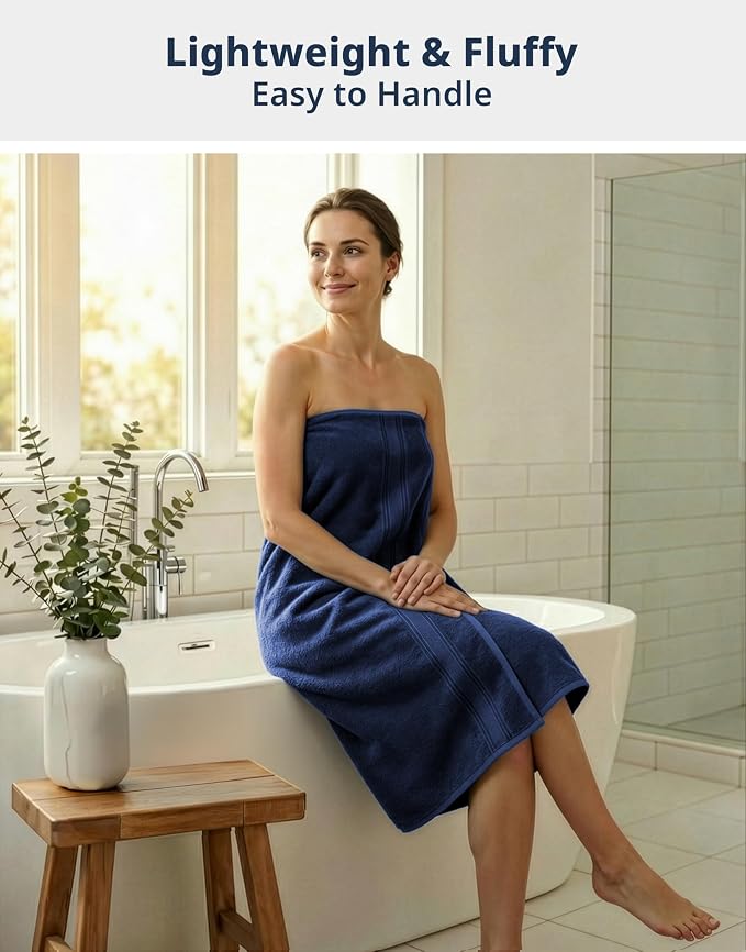LANE LINEN Bath Sheets - Hotel-Grade Zero Twist Cotton - 4 Piece (35"x66") Oversized Bath Towels Large - Fluffy Cloud-Like Softness & Fade Resistant - Extra absorbent for active households - Navy Blue