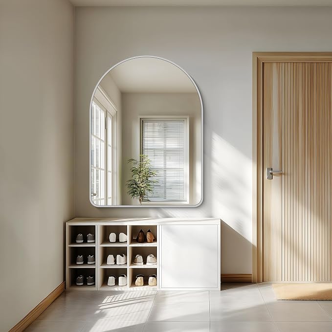 FORBATH Large Arched Wall Mirror 48x36 Inch, Silver Arch Bathroom Mirror with Aluminum Frame, Arched Mirror for Dresser, Fireplace,Entryway,Home Decor,Hanging or Leaning Against Wall
