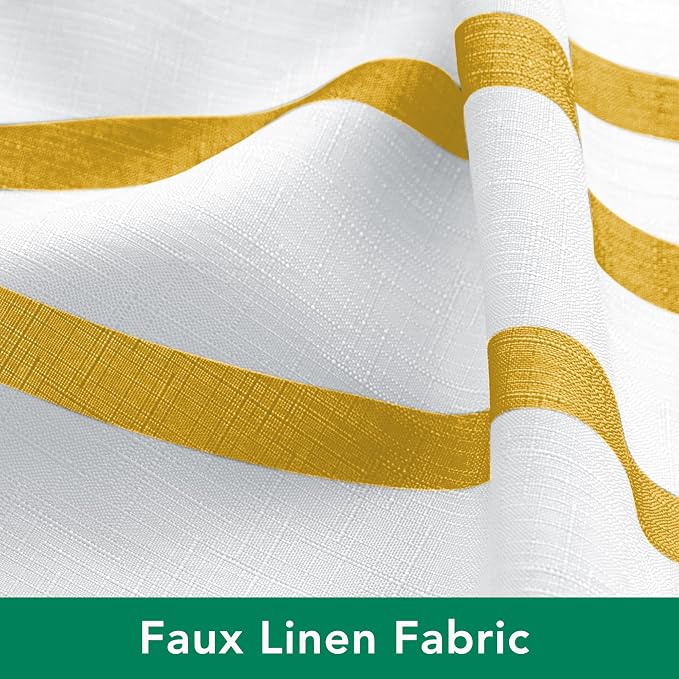 Fabric Modern Extra Long Shower Curtains for Bathroom-Textured Gold & White | 72"W x 84"L Faux Linen Luxury Hotel Quality Washable-Abstract Wavy Cloth Bath Shower Curtain-Apartment Minimalist Decor