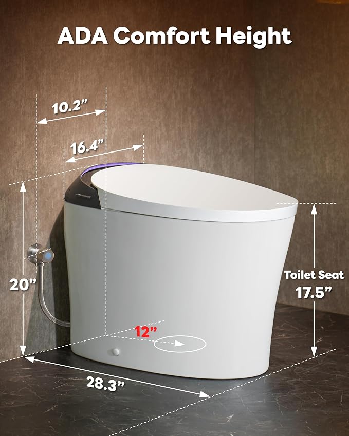CANEST FC-001PRO Smart Toilet with Foam Shield, Toilet with Bidet Built in | Artistic Bidet Toilet with Powerful Flush, Auto Open/Close Lid, Advanced Hygiene System, ADA Comfort Height, Moving Dryer