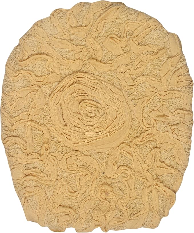 Home Weavers Bell Flower Toilet Lid Cover – 18"x18", 100% Cotton Tufted, Soft & Absorbent, Non-Slip, Machine Washable Bathroom Seat Cover, Yellow