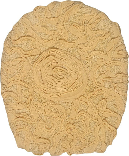 Home Weavers Bell Flower Toilet Lid Cover – 18"x18", 100% Cotton Tufted, Soft & Absorbent, Non-Slip, Machine Washable Bathroom Seat Cover, Yellow