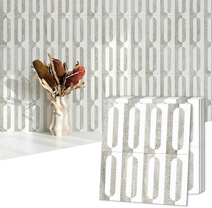 STICKGOO Peel and Stick Backsplash Tiles 12"x12", Waterproof Stick on Kitchen & Bathroom Backsplash, PVC Self Adhesive Wall Tiles for Fireplace, White/Beige Slate (10 Sheets)