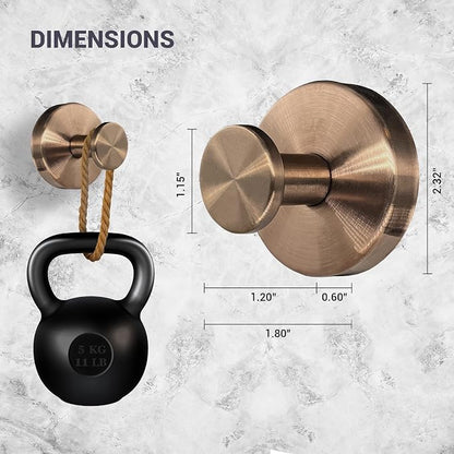 Suction Cup Hooks for Shower - 4 Pack, Bronze - Stainless Steel, Strong Suction, No Drill, Removable Hanger, Tile Bathroom Kitchen Wall, Glass Door, Mirror Hook Hanging Robe, Towel Holder