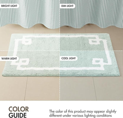 Madison Park Evan 100% Cotton Bath Rug Plush Absorbent, 20" x 30", Seafoam | Non-slip Backing, OEKO TEX, Luxurious Tufted Plush Bath Mat for Bathroom, Quick Dry, Spa Design Decorative for Shower Room