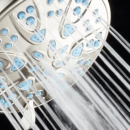 AquaDance Antimicrobial – Anti-Clog High-Pressure 6-Setting Head with Microban Nozzle Protection from Growth of Mold, Mildew & Bacteria for Stronger Shower 4", Aqua Blue Jets – 1.8 GPM