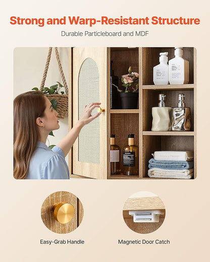 VEVOR Bathroom Wall Cabinet, 5 Height Levels, 23" W x 23" H Medicine Cabinet Wall Mounted, Hanging Organizer with Shelves for Laundry Room Kitchen Restroom