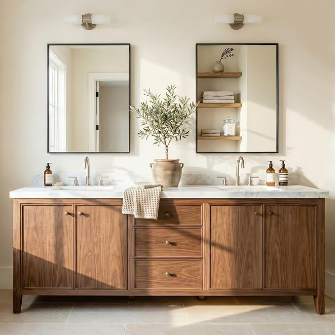 30"x36" Matte Black Framed Rectangle Bathroom Vanity Wall Mirror | Over-Sink Vanity Mirror, Slim Metal Frame, Entryway or Dresser Use, Vertical/Horizontal Mount, Tempered Glass