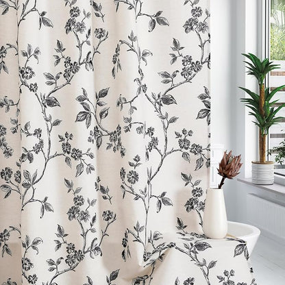 MitoVilla Small Stall Cotton Floral Shower Curtain for Bathroom,54 x 72 | Narrow BoHo Cottagecore Spring Shower Curtains, Modern Farmhouse Country Plant Leaves Bathroom Décor, 54 x 72