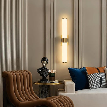 Kalium 24in Modern Wall Sconces, Dimmable Bathroom Vanity Lights, 3000K Warm White LED Indoor Sconces Lighting for Bathroom, Stairs, Living Room, Bedroom. Hardwired.